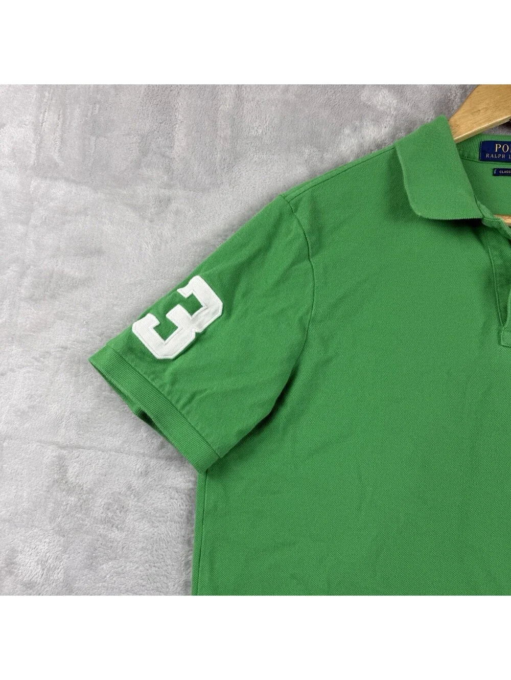 Polo Ralph Lauren Men M Green Classic Fit Big Pony Number 3 Polo Shirt Y2K Prep